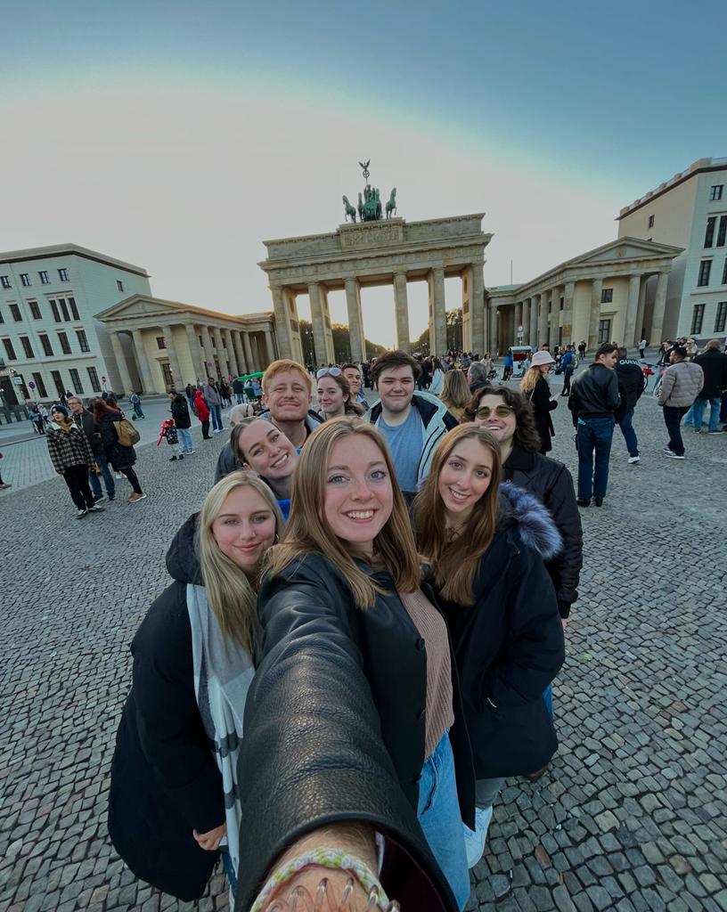 JYM students in front of the Brandenburg Gate, Berlin, Germany