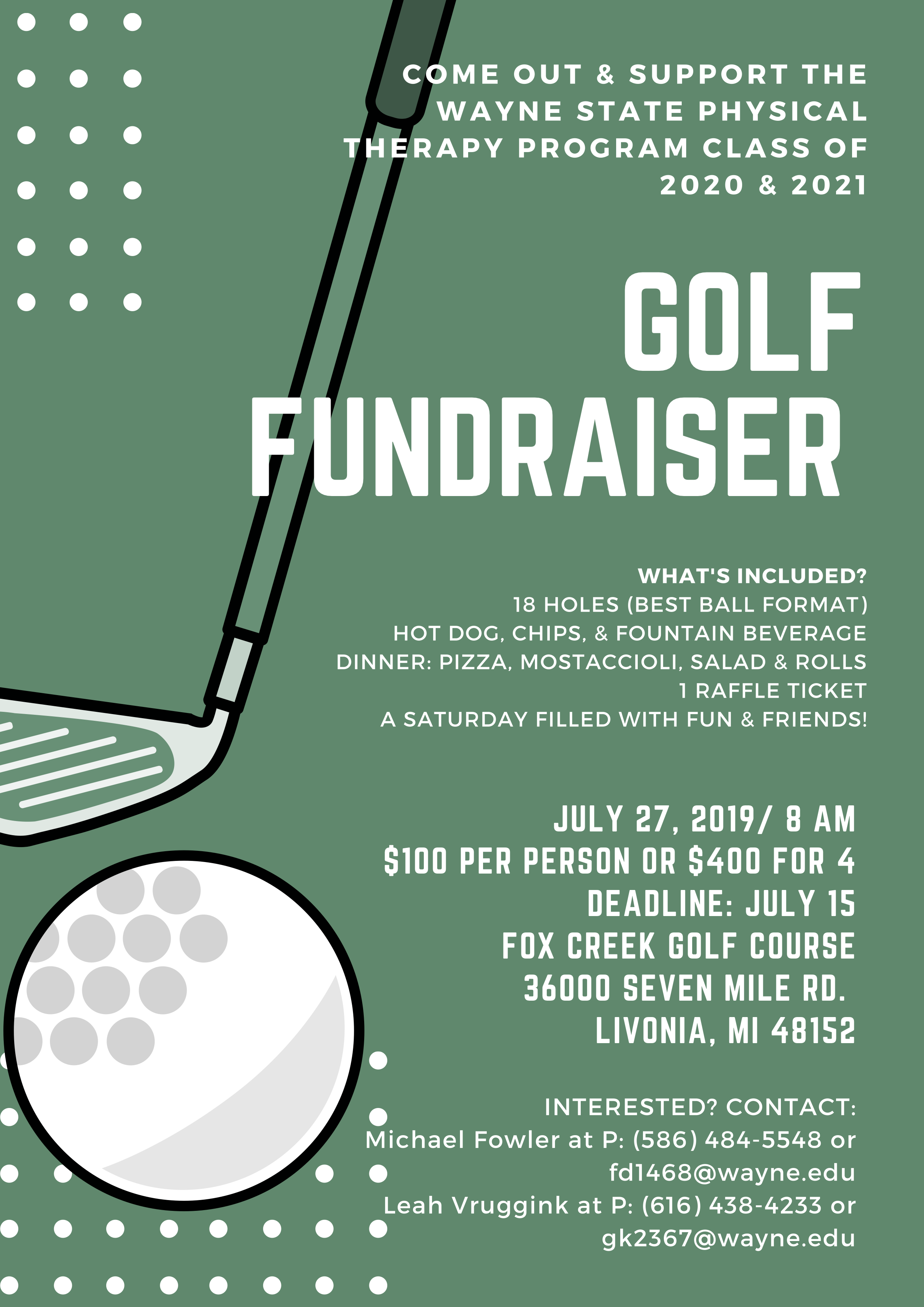Wayne State PT Golf Fundraiser Flyer