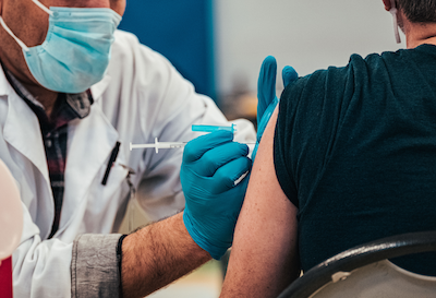 Patient being vaccinated