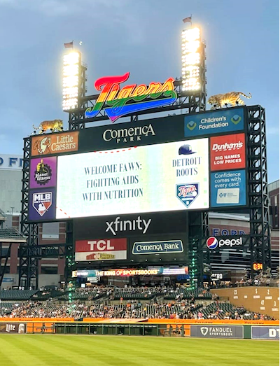 Detroit Tigers Pride Night scoreboard