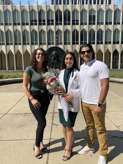 WSU pharmacy student Samantha Jarboro with parents at White Coat Ceremony