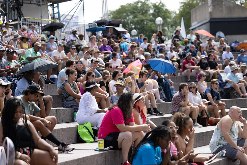 Attendees enjoy live music at the 2022 Detroit Jazz Festival in Hart Plaza