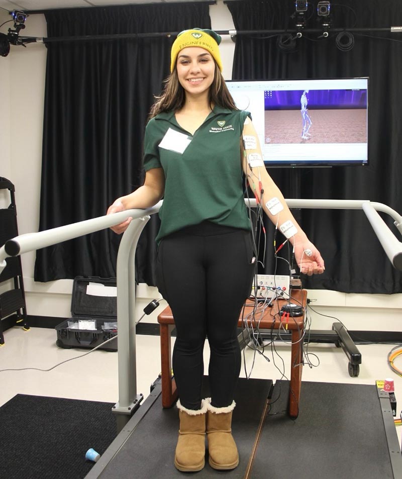 Maryam Adel in the Rehab Robotics and Biomechanics lab