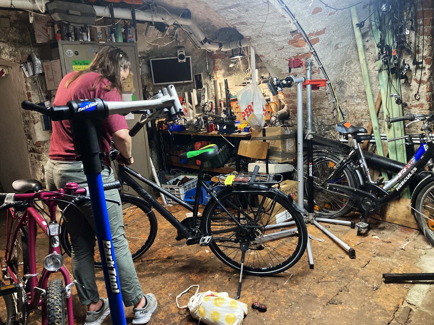 Audrey Maxim-Rumley working a bike