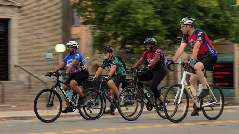 Cyclists in Midtown Detroit