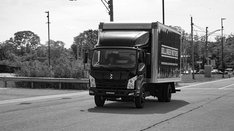 The eight-ton Bollinger B4 box truck is designed for delivery work in tight urban areas.
