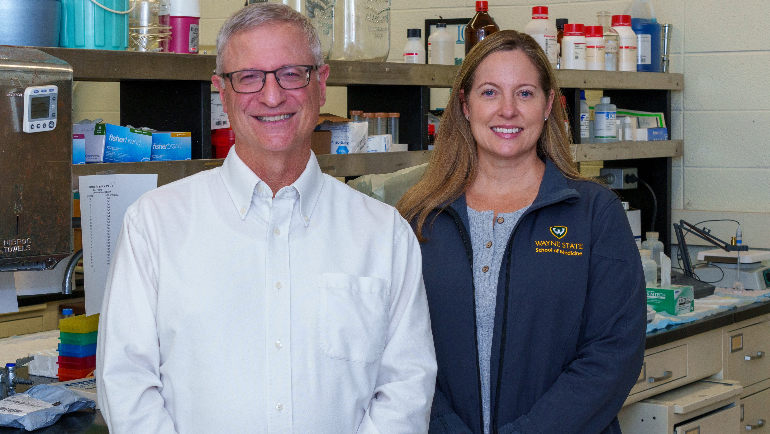 Bruce Berkowitz, Ph.D., and research assistant Robin Roberts, who has worked in the Berkowitz lab for 24 years.