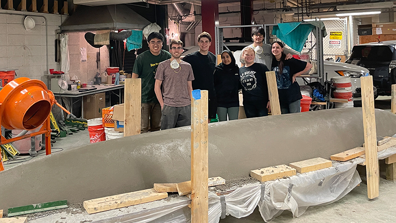 Engineering students have put in hours of work to prepare their vessel for this week's concrete canoe race on Lake St. Clair.