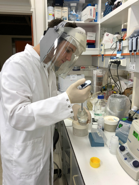 Connor Tukel in lab