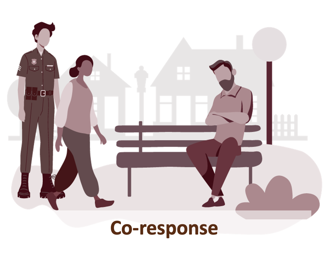 illustration showing clinician and law enforcement responding to someone in crisis in the community