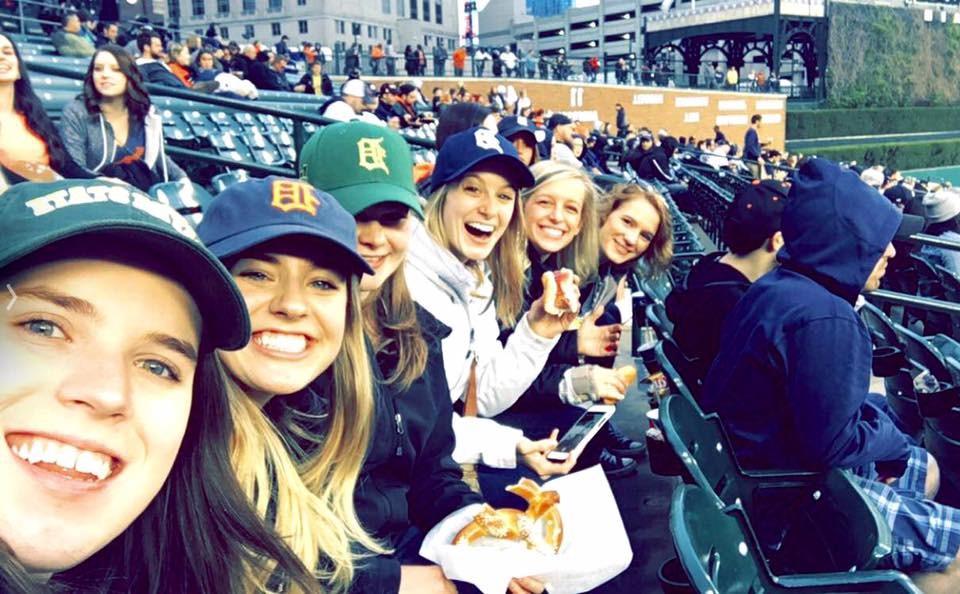 Speech-language pathology graduate students cheer on the Detroit Tigers at Comerica Park