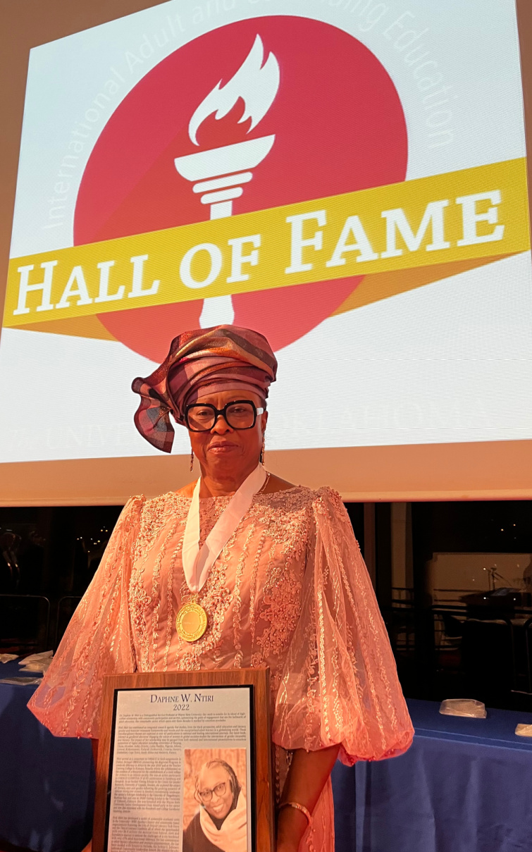 Professor Daphne Ntiri (back row, fourth from right) was inducted into the International Adult and Continuing Education Hall of Fame