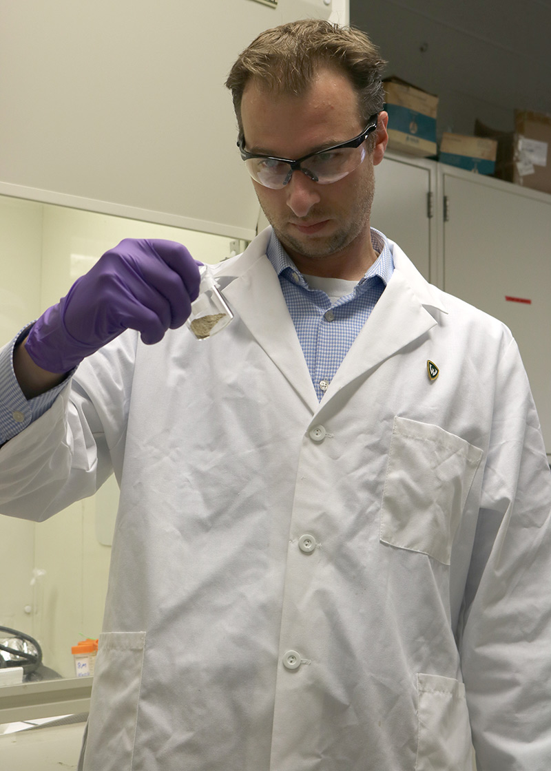 Timothy Dittrich is developing a new extraction method to obtain rare earths from fly ash.