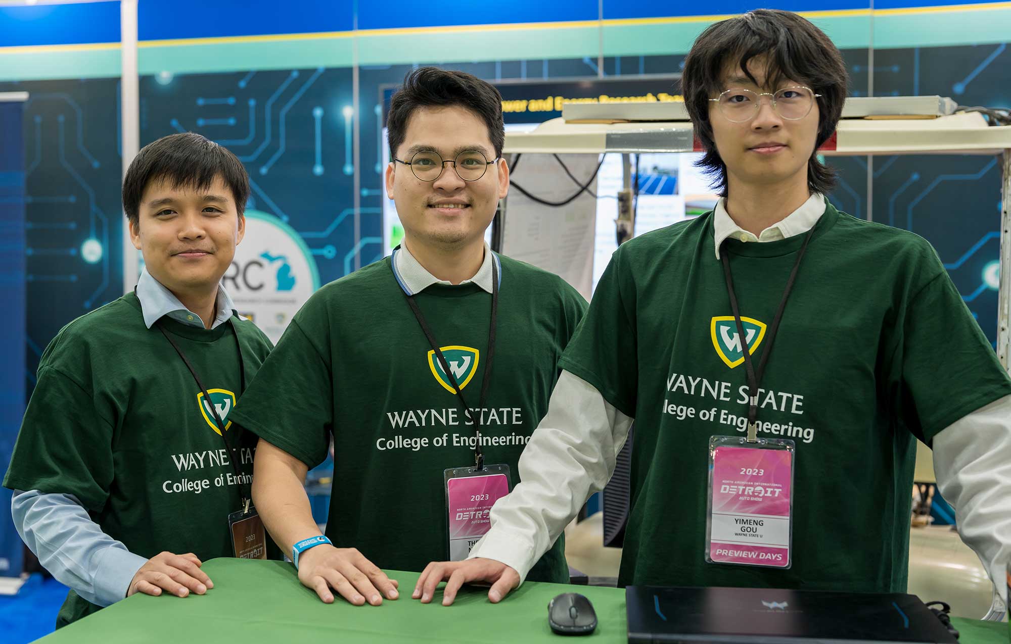 Students from Professor Caisheng Wang's lab presented their research at AutoMobili-D, a North American International Auto Show event that coincided with the official launch of eCAT.