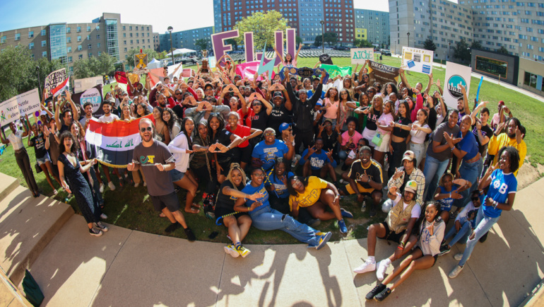 Wayne State students gather on campus for the annual FestiFall tradition.