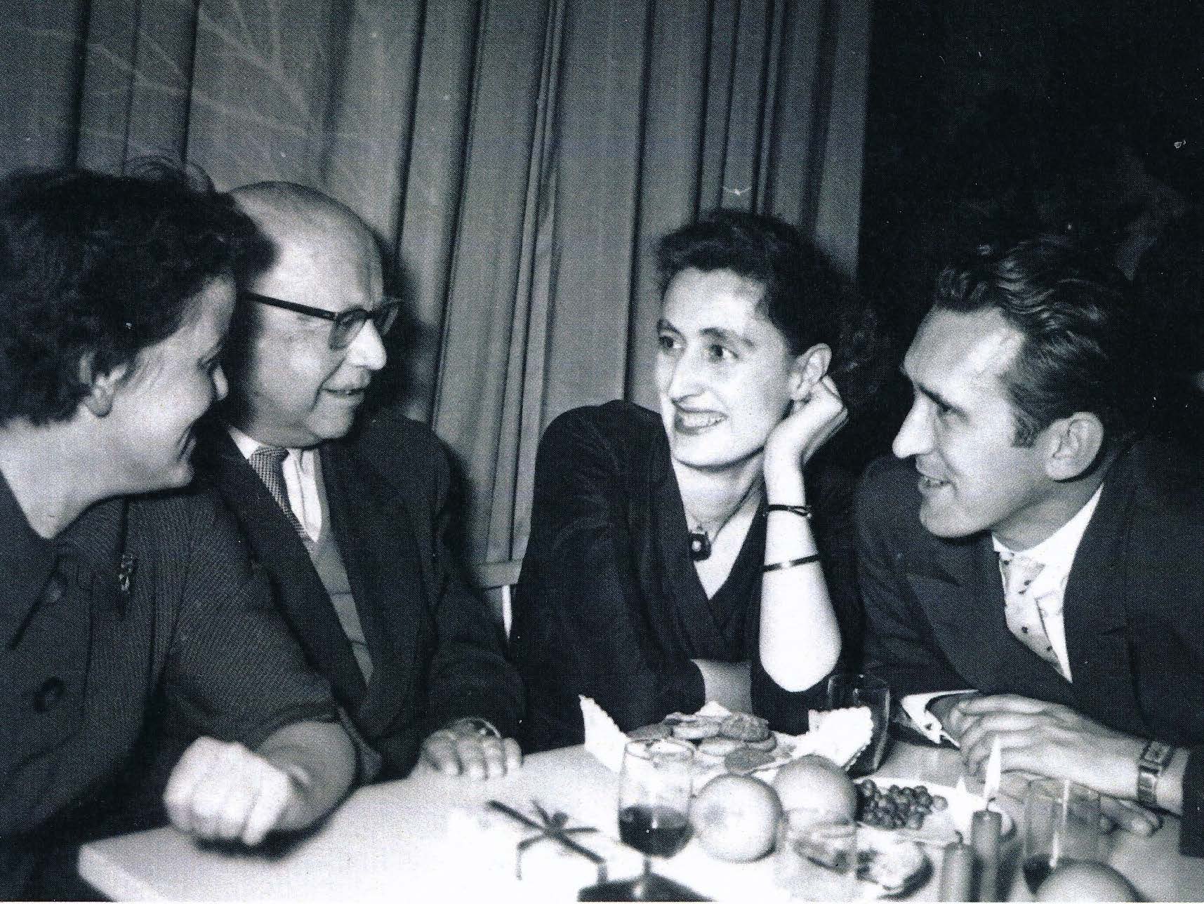 Frau Doktor Marianne Riegler and Herr Albert Reh, the two on the right side. December 1958 at the JYM Christmas dinner