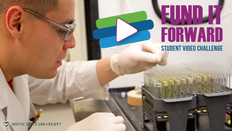 Three Wayne State University students, Mohamed Chakkour, Jay Elias and Jacob Klein are competing in the Science Coalition's Fund it Forward Student Video Challenge