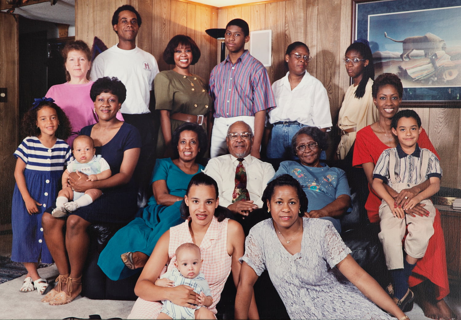 George Henderson surrounded by his family