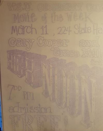 A poster advertising one of the WSU Geography Club movie nights that Babinski attended