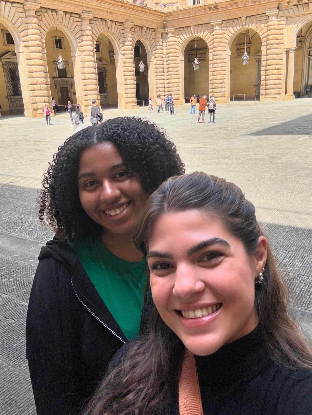 Hannah and Vitoria at Palazzo Pitti