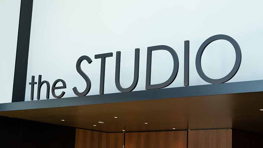 The Studio entrance inside the Hilberry Gateway Theatre at Wayne State University. 