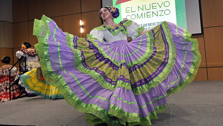 A folkloric dancer performs.