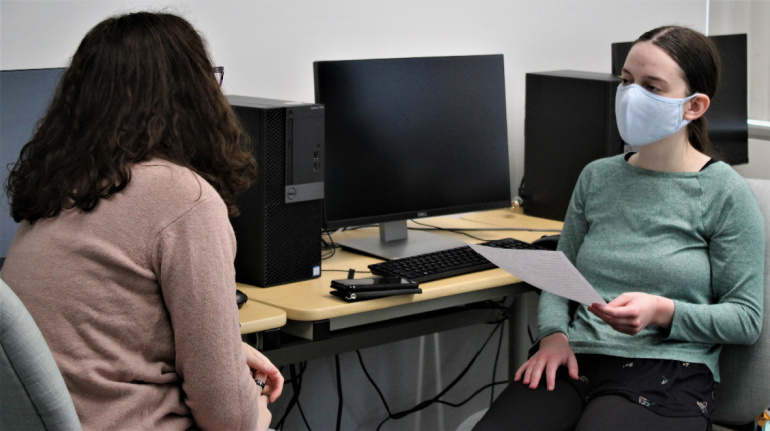 Wayne State students work in the History Communication Lab.