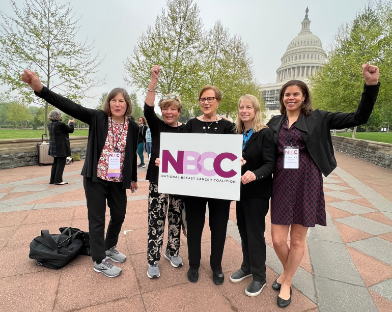Sabrina Mayhew (right) and members of the National Breast Cancer Coalition advocate for breast cancer in Washington D.C.