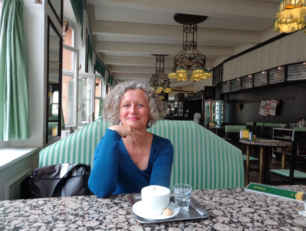 Patrizia Thill at one of her beloved cafés in Prague.