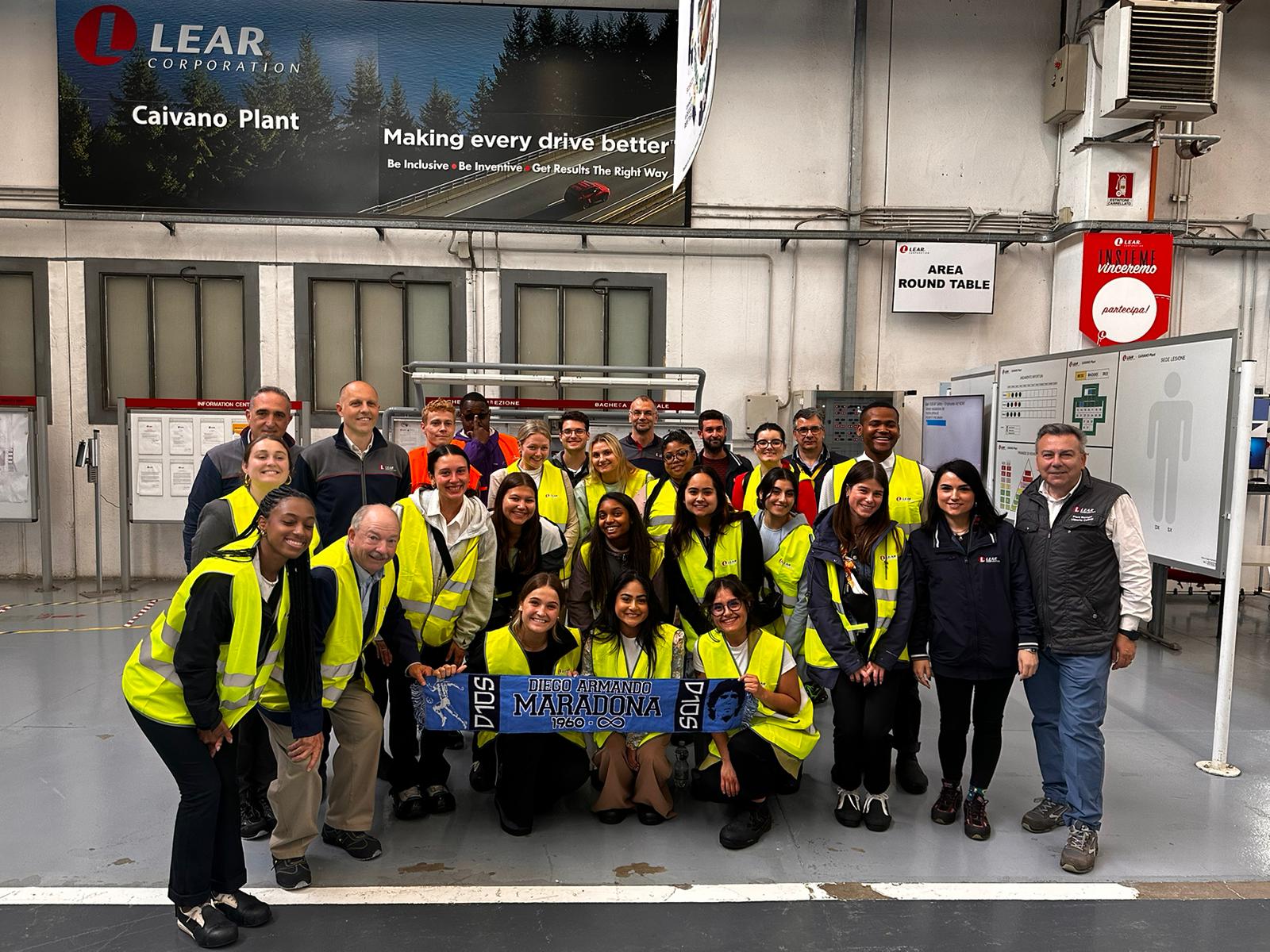 Student group wearing yellow safety vests