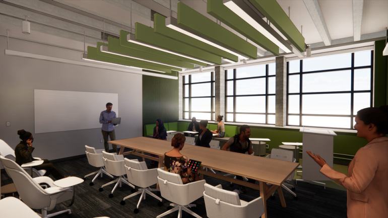 A rendering of what a classroom will look like in State Hall