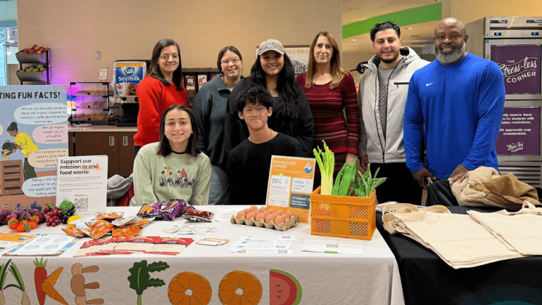 The Make Food Not Waste group gathers in the Towers Cafe.