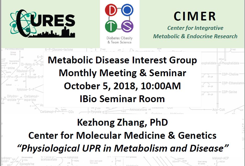 Metabolic Disease Group Meeting on October 5 at 10 am in the IBio Seminar Room