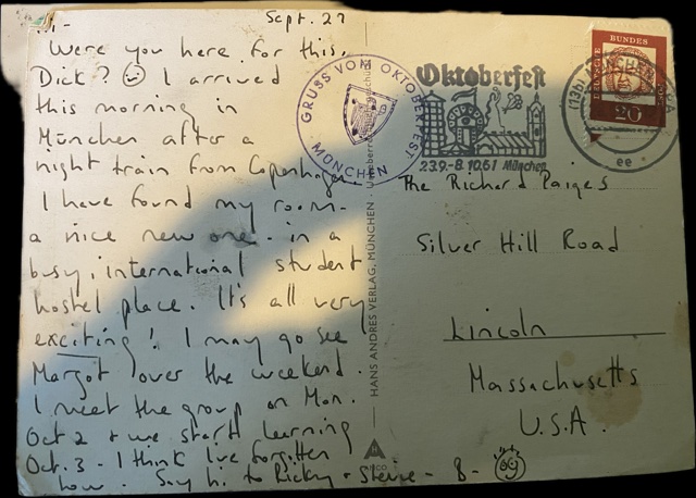Note that Bronwen wrote to her sister upon arriving in Munich