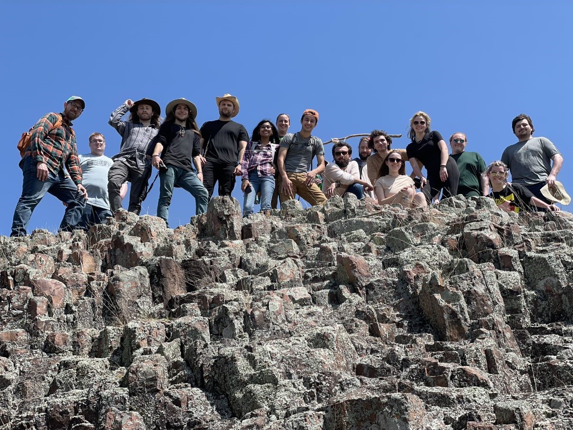 Students on top of rock formation