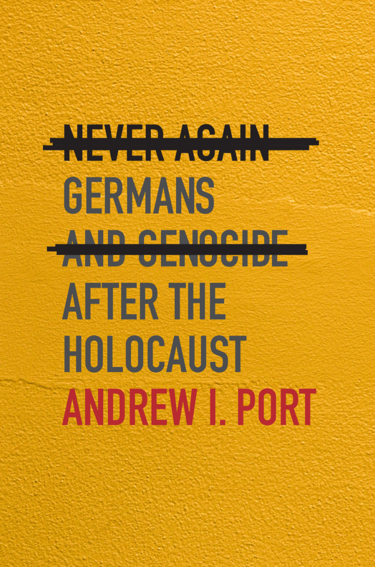 The cover of Never Again: Germany and Genocide after the Holocaust.