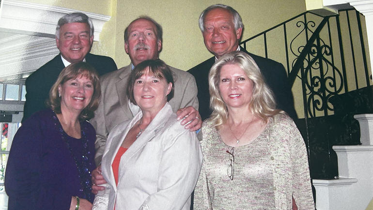 The Hertel brothers and their wives (L-R) John and Janice, Curtis and Vickie, and Dennis and Cindy, were often together at the Mackinac Policy Conference on Mackinac Island in the 1990s. (Photo courtesy of John Hertel)