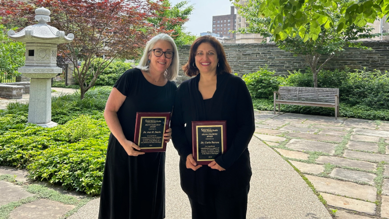 Drs. Ann Stacks (L) and Carla Barron (R) were honored by the Michigan Association for Infant Mental Health for their important work that contributes to the lives of infants, young children and their families.