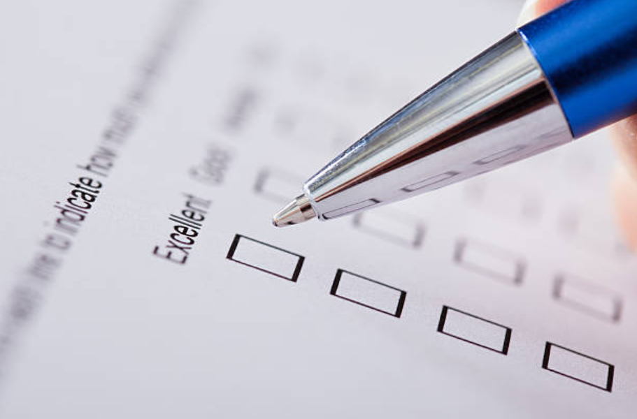 stock photo of person taking a questionnaire