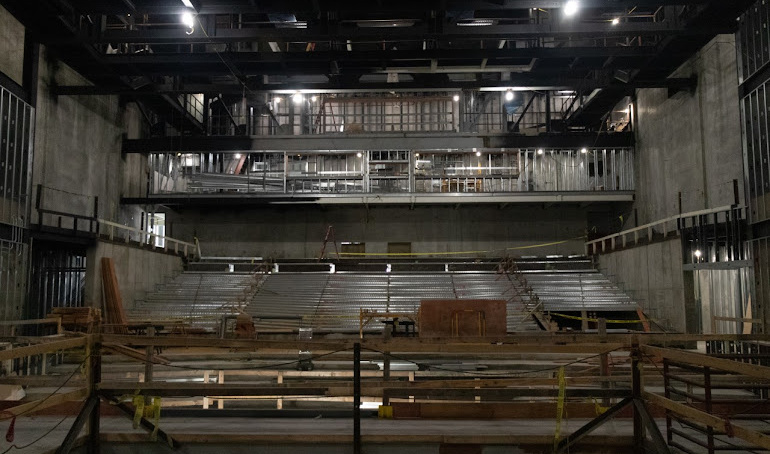 The inside of the Hilberry Gateway performance complex is seen during construction.