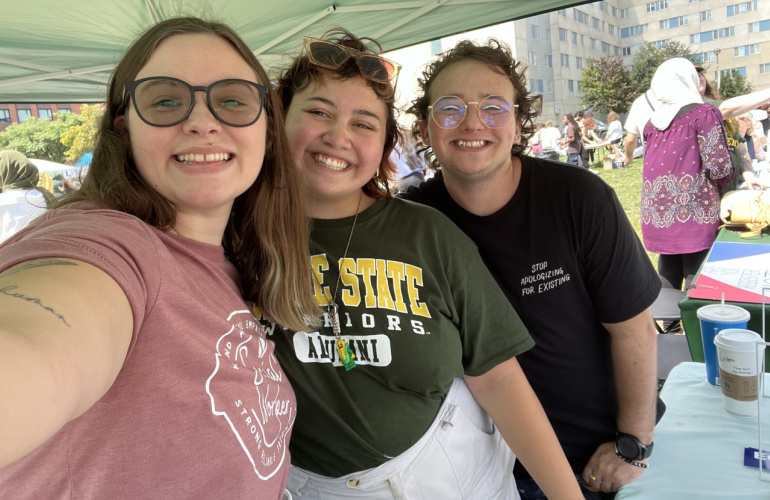 Samantha Dwornick poses for a photo at FestiFall with Kristen Prasiloski and Austin Ash. 