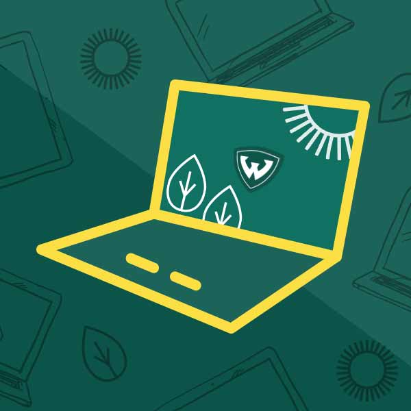 graphic image of laptop computer with yellow outlines