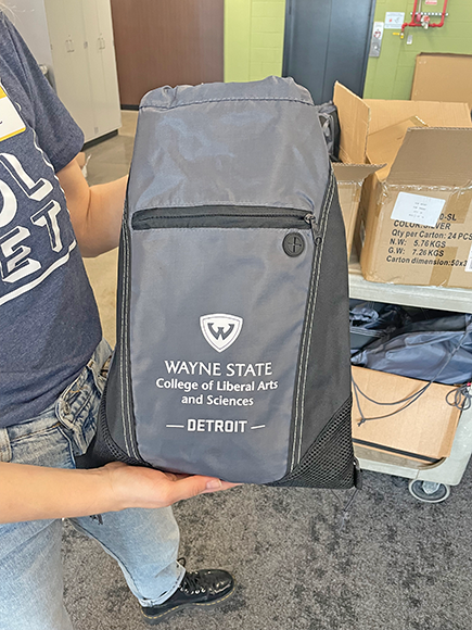 A Wayne State swag bag.