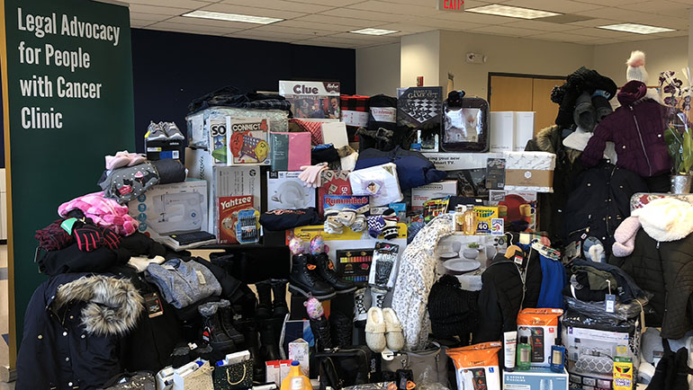 The annual Winter Wishes program is part of a semester capstone project for the clinic’s designated social work intern through WSU’s master of social work program. Pictured are gifts from 2018.