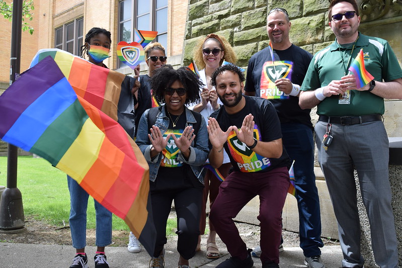 Group of Wayne State faculty, staff and student participating in the annual Stride for Pride event.