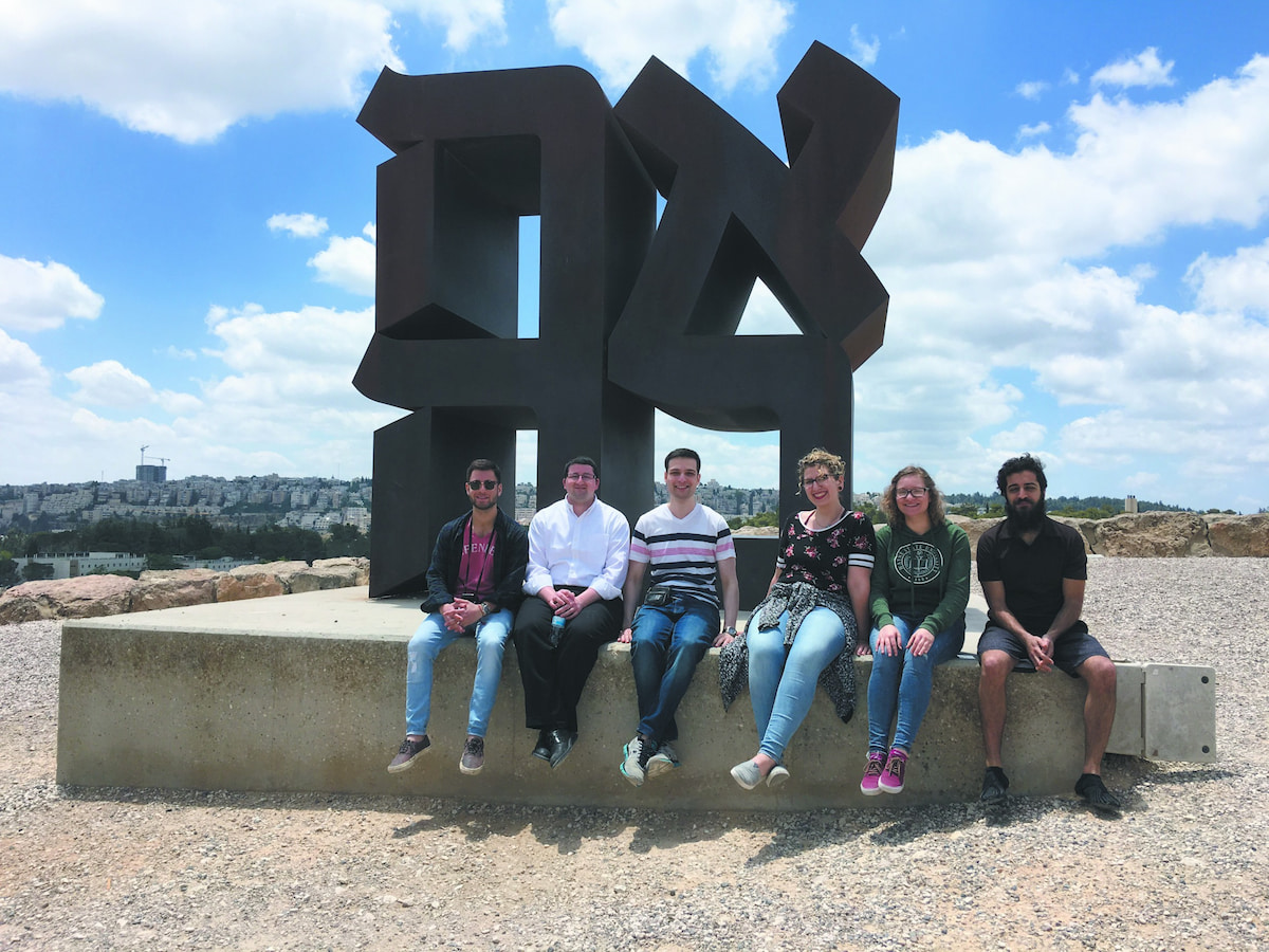 WSU students at the Israel Museum in Jerusalem- Matthew Tukel, Shlomo Muszkat, Tal Rosner, Annie Petranovic, Angelina Starceski and Joseph Shoukair